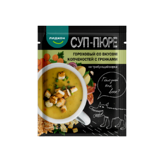 Суп-пюре гороховый со вкусом копченостей гренками